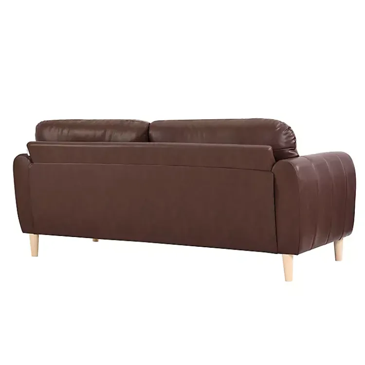 Sofas & Loveseats-Kirklands Home Faux Leather Lyon Sofa Brown