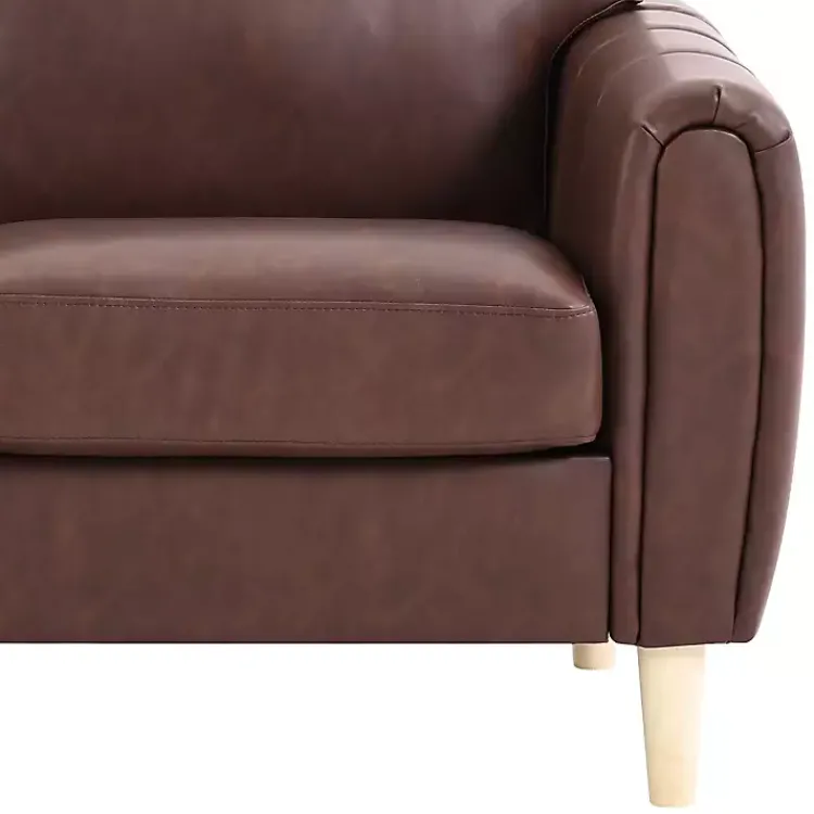 Sofas & Loveseats-Kirklands Home Faux Leather Lyon Sofa Brown