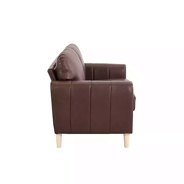 Sofas & Loveseats-Kirklands Home Faux Leather Lyon Loveseat Brown