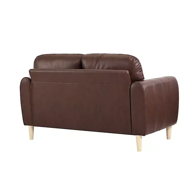 Sofas & Loveseats-Kirklands Home Faux Leather Lyon Loveseat Brown
