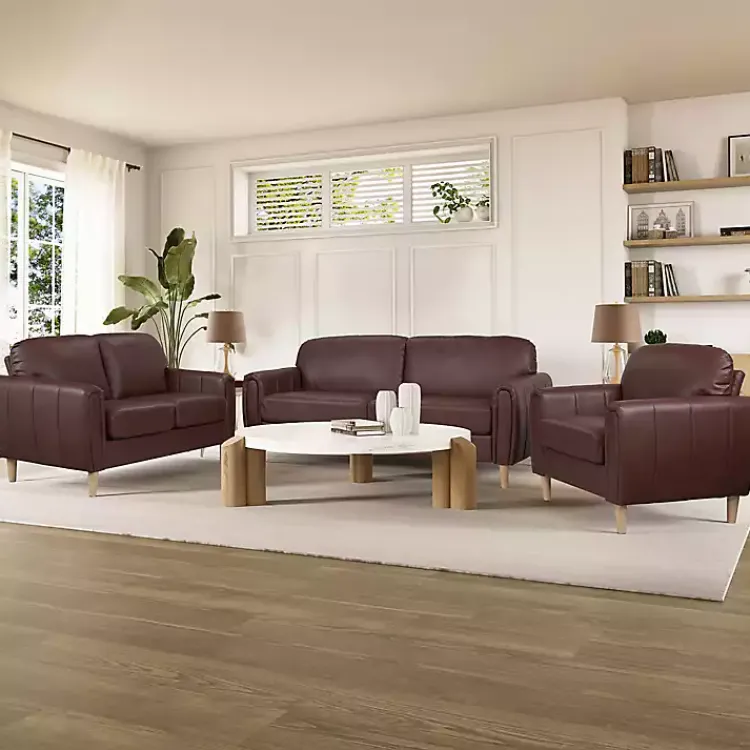 Sofas & Loveseats-Kirklands Home Faux Leather Lyon Loveseat Brown