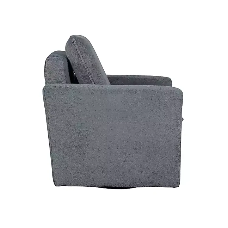 Accent Chairs-Kirklands Home Charcoal Sherpa Peri Swivel Armchair Gray
