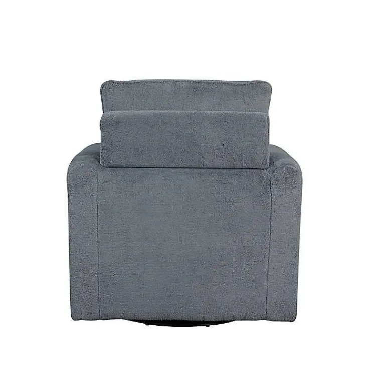 Accent Chairs-Kirklands Home Charcoal Sherpa Peri Swivel Armchair Gray