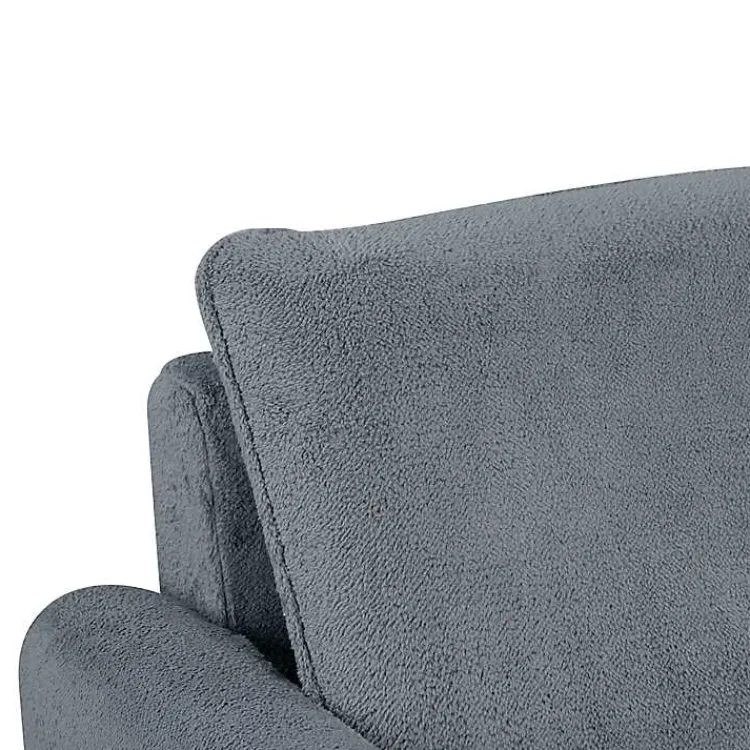 Accent Chairs-Kirklands Home Charcoal Sherpa Peri Swivel Armchair Gray