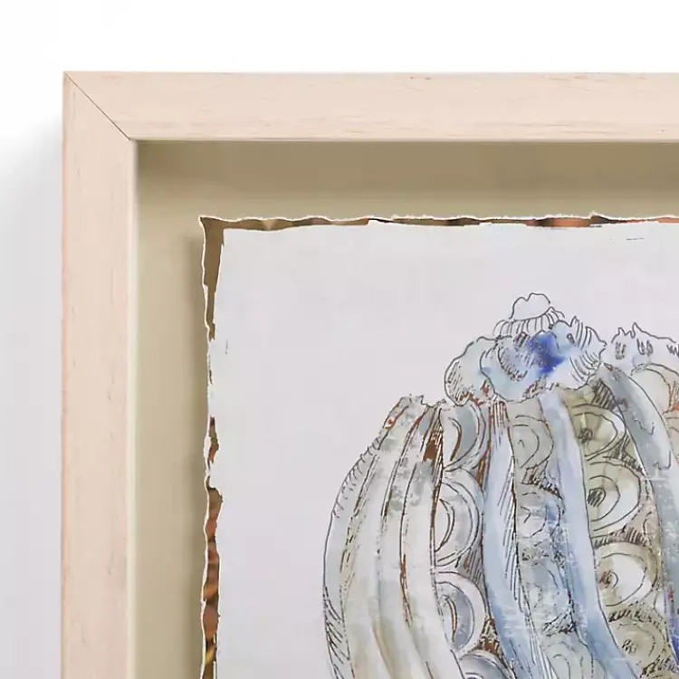 Framed Art-Kirklands Home Blue and Gold Shells Framed Art Print