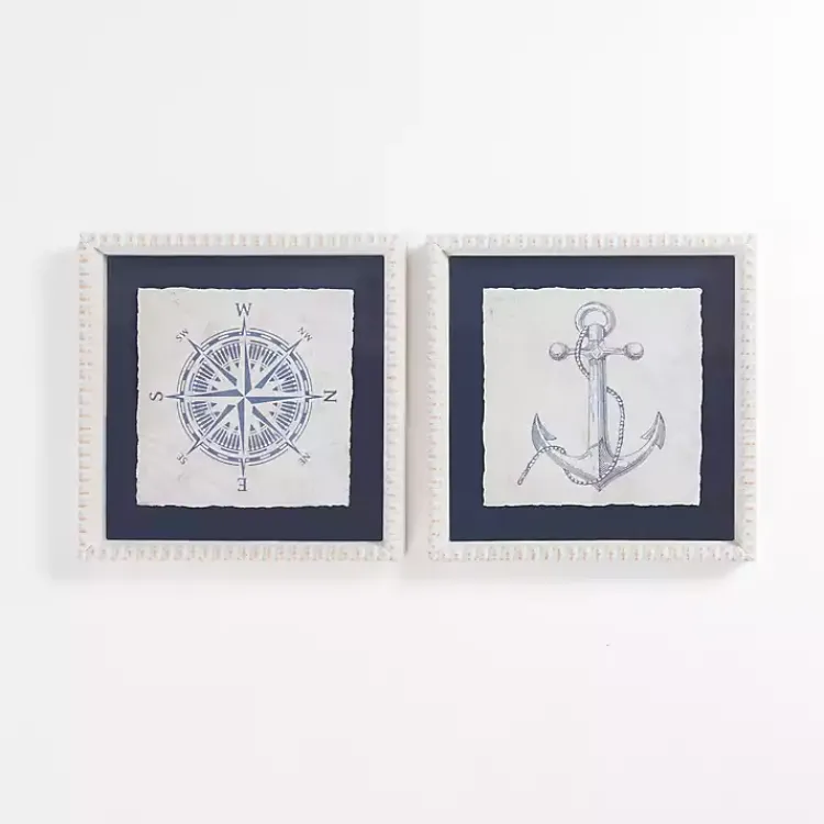 Framed Art-Kirklands Home Nautical Icons Beaded Framed Art Prints, Set of 2