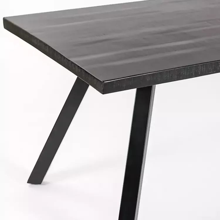 Dining Tables-Kirklands Home Glenn Midnight Wood Rectangular Dining Table Black
