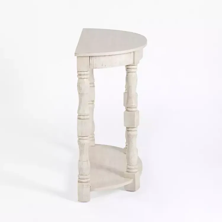 Console Tables-Kirklands Home Savannah Cream Distressed Half Moon Console Table White