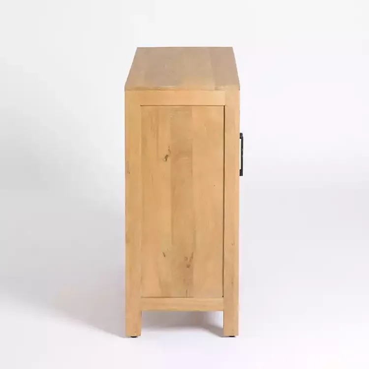 Cabinets & Sideboards-Kirklands Home Natural Arch Cane and Wood Cabinet Tan