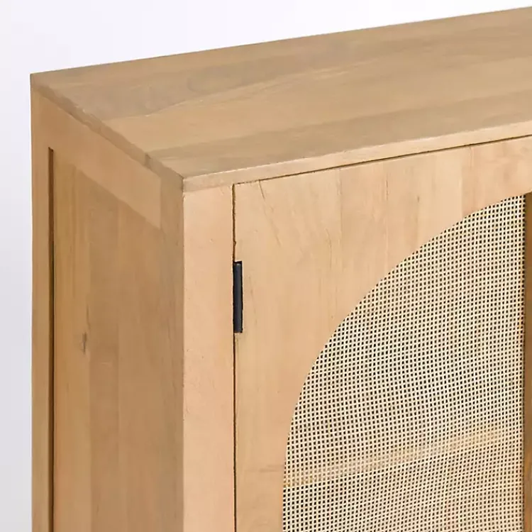 Cabinets & Sideboards-Kirklands Home Natural Arch Cane and Wood Cabinet Tan