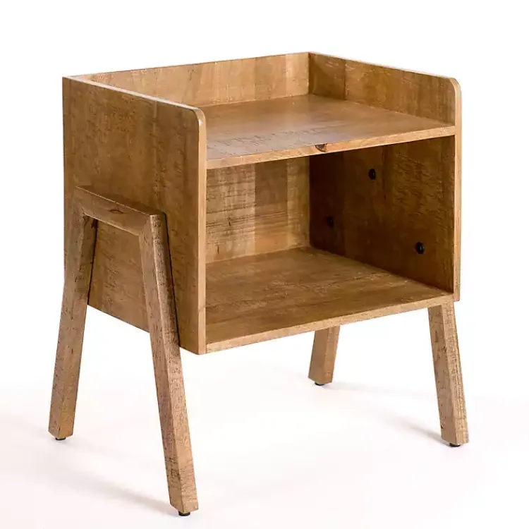 Accent & End Tables-Kirklands Home Natural Mango Wood Cubby Side Table Brown