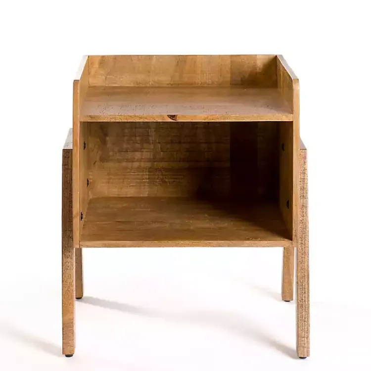 Accent & End Tables-Kirklands Home Natural Mango Wood Cubby Side Table Brown