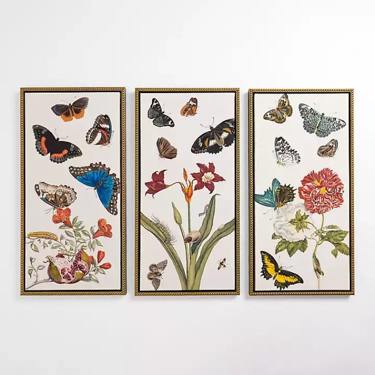 Canvas Art-Kirklands Home Butterfly Swarm Framed Canvas Art Prints, Set of 3 Multi