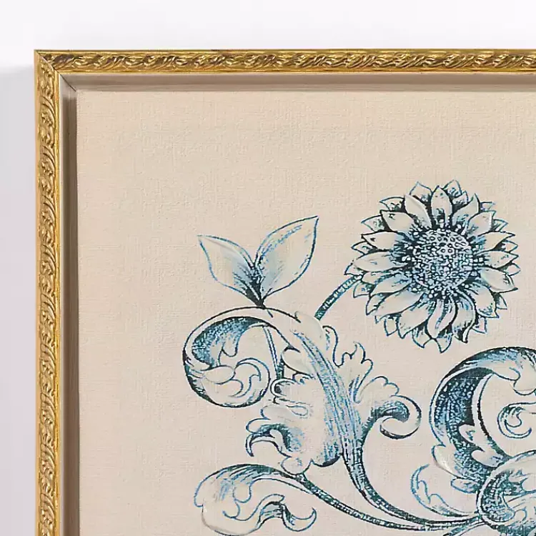 Canvas Art-Kirklands Home Navy Floral Framed Canvas Art Prints, Set of 3