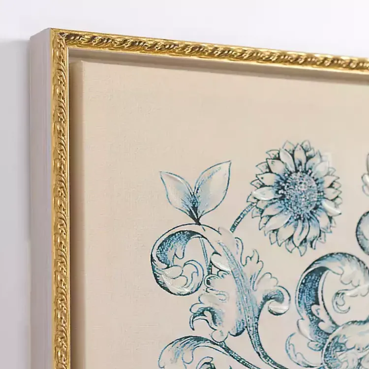 Canvas Art-Kirklands Home Navy Floral Framed Canvas Art Prints, Set of 3