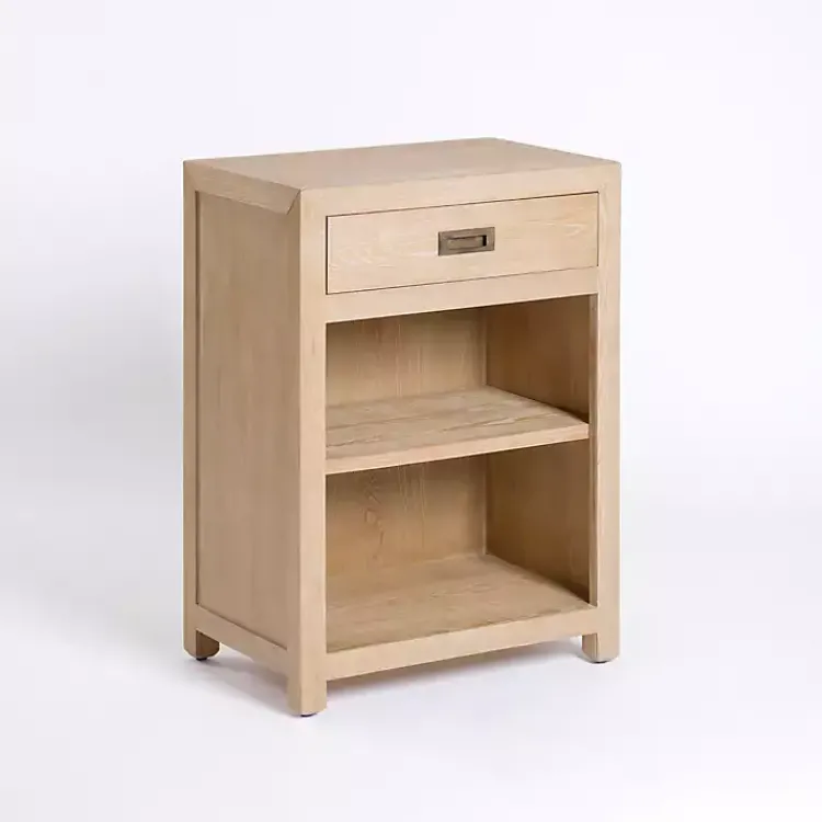 Cabinets & Sideboards-Kirklands Home Natural Wood Open Shelf Modular Cabinet Tan