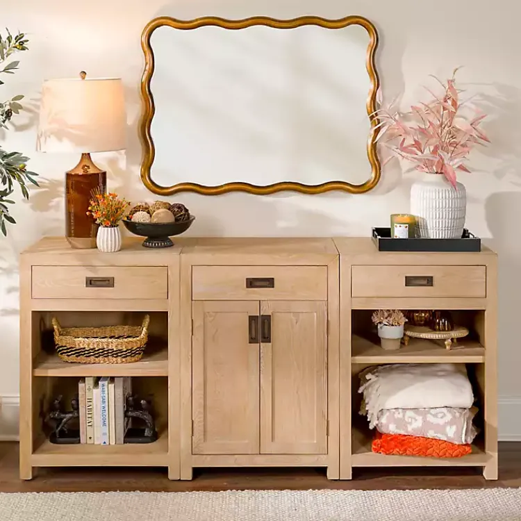 Cabinets & Sideboards-Kirklands Home Natural Wood Closed Modular Cabinet Tan