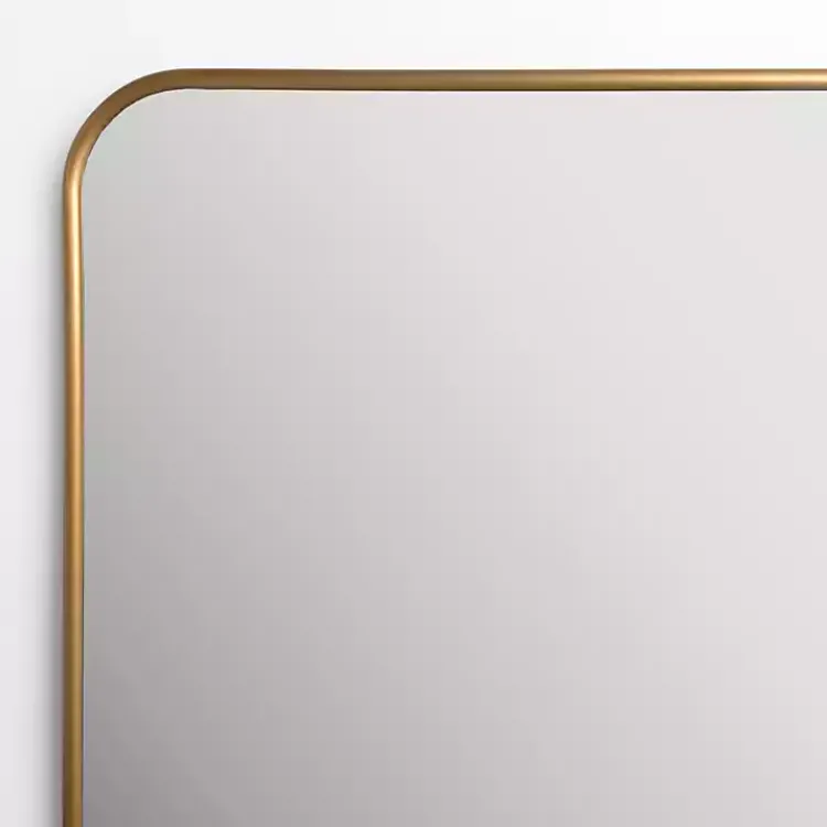 Framed Mirrors-Kirklands Home Antique Brass Nouveau Linear Curved Corner Mirror Gold