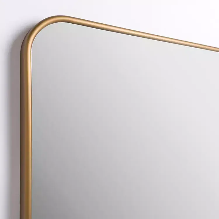 Framed Mirrors-Kirklands Home Antique Brass Nouveau Linear Curved Corner Mirror Gold