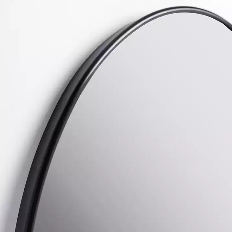 Framed Mirrors-Kirklands Home Oval Black Nouveau Linear Wall Mirror