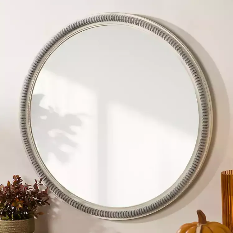Decorative Mirrors-Kirklands Home Wexford Ribbed Round Wall Mirror