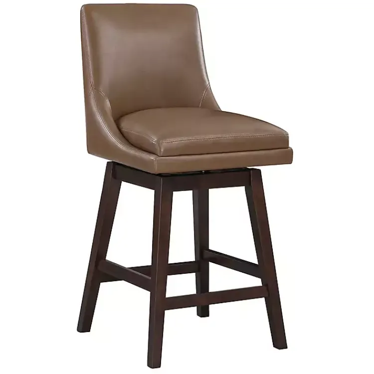 Bar Stools & Counter Height Stools-Kirklands Home Faux Leather Alli Swivel Counter Stool Brown