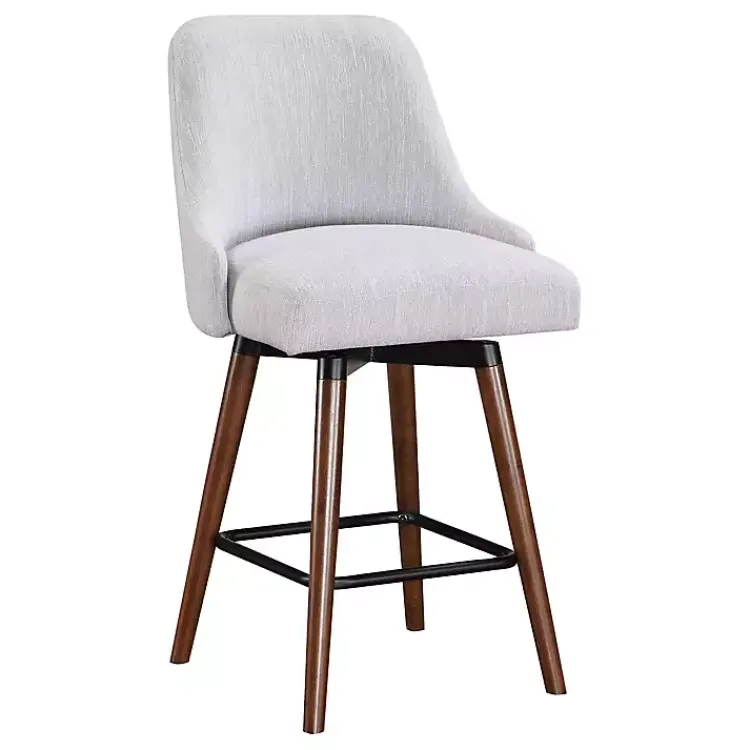 Bar Stools & Counter Height Stools-Kirklands Home Fog Mid-Century Modern Swivel Counter Stool Gray