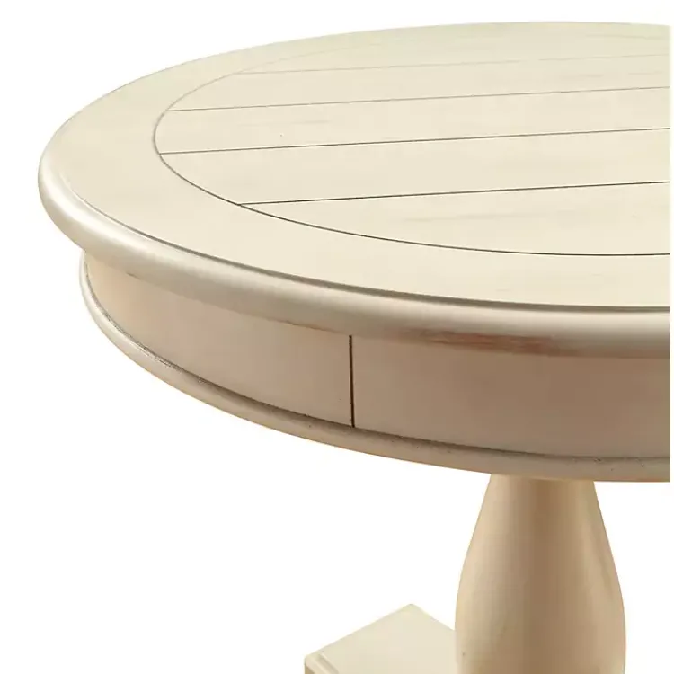 Accent & End Tables-Kirklands Home Beige Traditional Round Pedestal Accent Table Ivory
