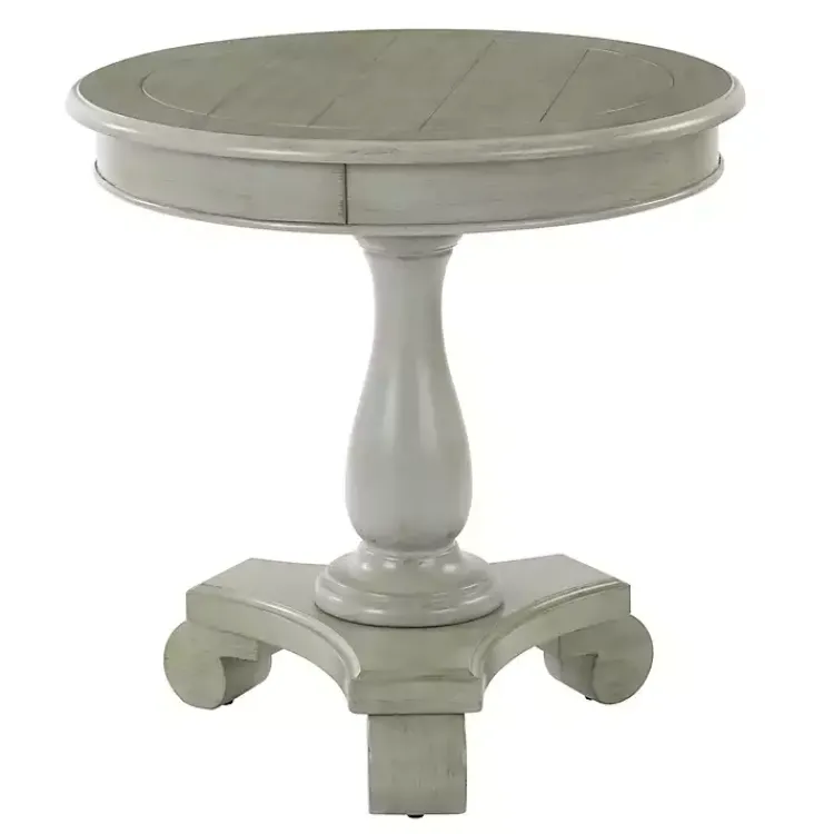 Accent & End Tables-Kirklands Home Traditional Round Pedestal Accent Table Gray