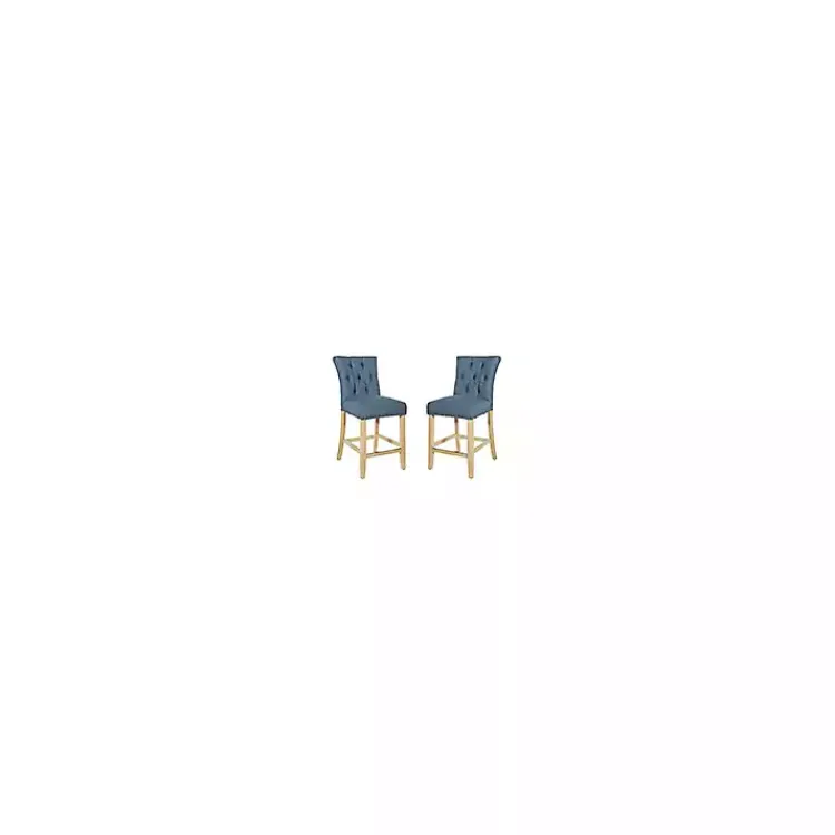 Bar Stools & Counter Height Stools-Kirklands Home Indigo Tufted Nailhead Counter Stools, Set of 2 Blue