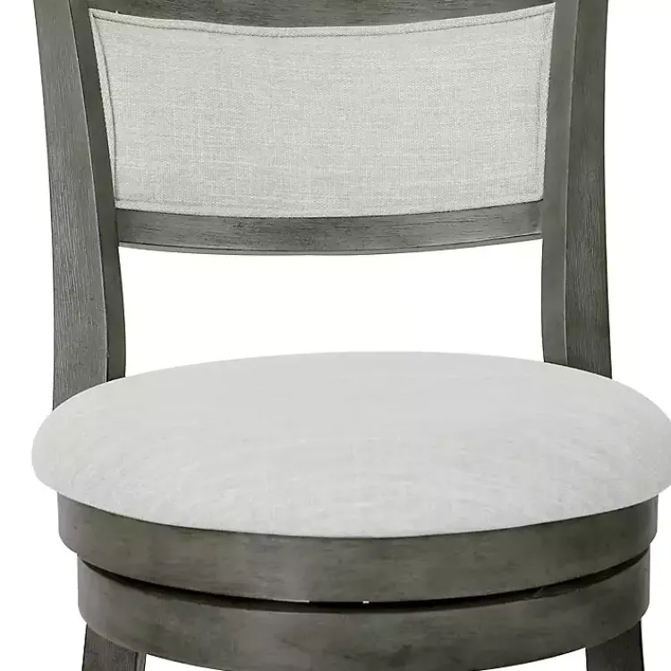 Bar Stools & Counter Height Stools-Kirklands Home Antique Gray Upholstered Swivel Bar Stool Ivory