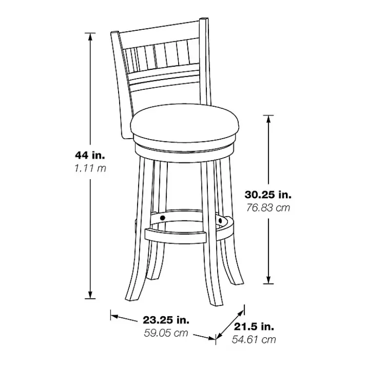 Bar Stools & Counter Height Stools-Kirklands Home Slatted Back Upholstered Swivel Bar Stool Gray