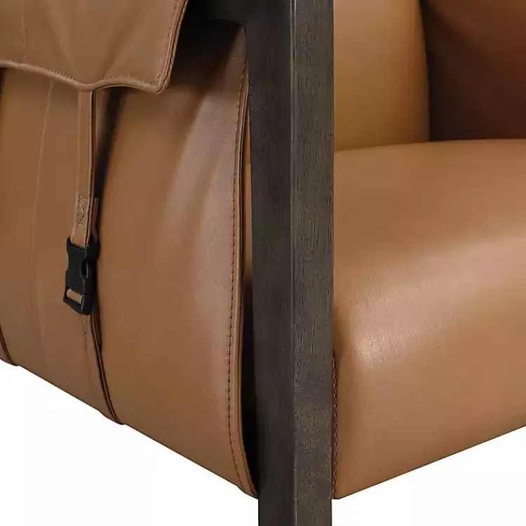 Accent Chairs-Kirklands Home Camel Parkfield Faux Leather Accent Chair Brown