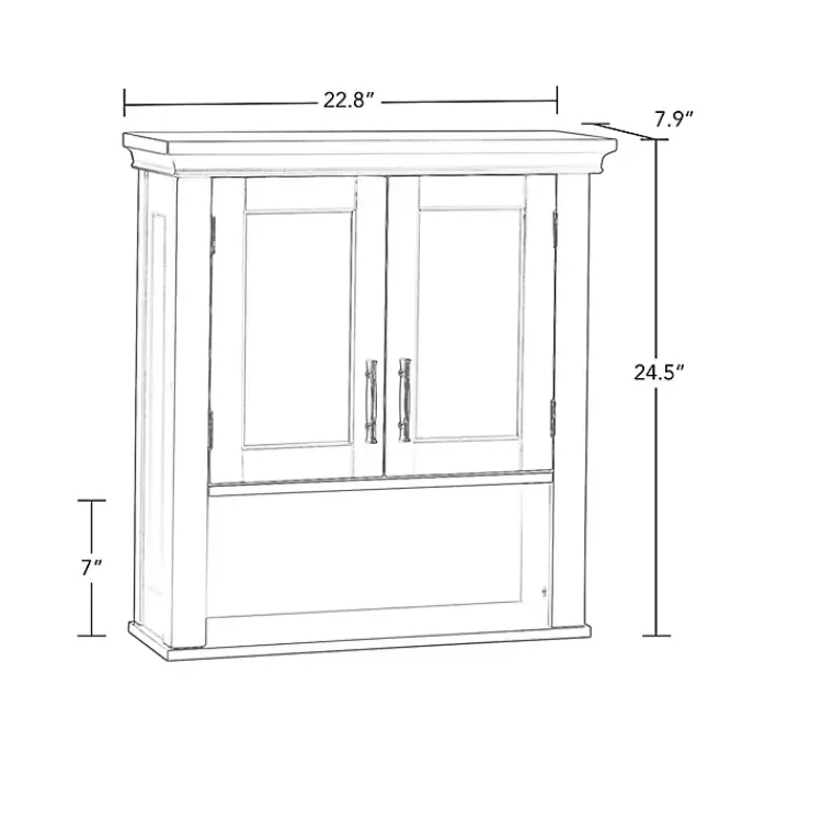 Wall Storage-Kirklands Home Wood 2-Door Open Shelf Wall Cabinet White