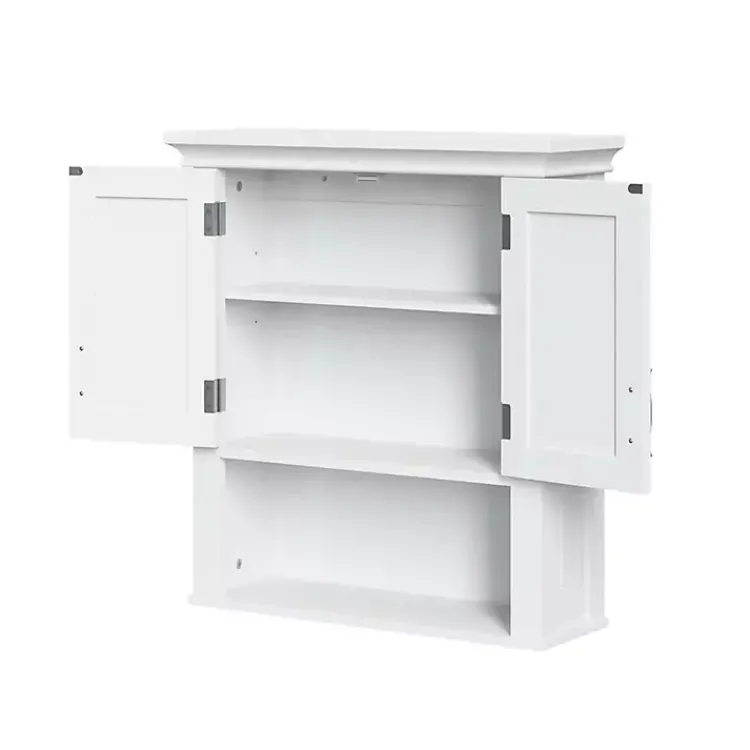 Wall Storage-Kirklands Home Wood 2-Door Open Shelf Wall Cabinet White