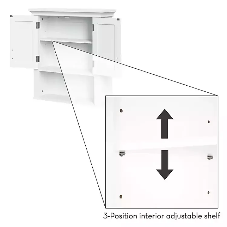 Wall Storage-Kirklands Home Wood 2-Door Open Shelf Wall Cabinet White