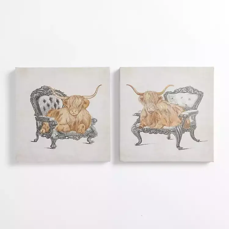 Canvas Art-Kirklands Home Sitting Pretty Cows Canvas Art Prints, Set of 2
