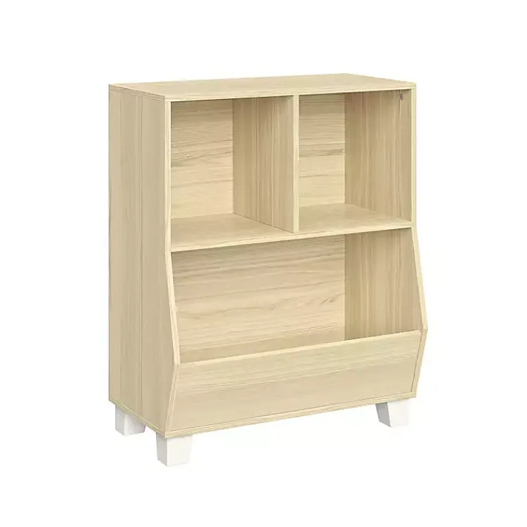 Bookshelves-Kirklands Home Natural Wood Cubby Cabinet Tan