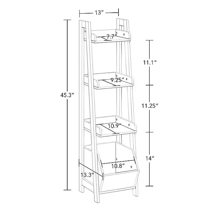 Bookshelves-Kirklands Home Ladder Shelf with Cubby, 13 in. White
