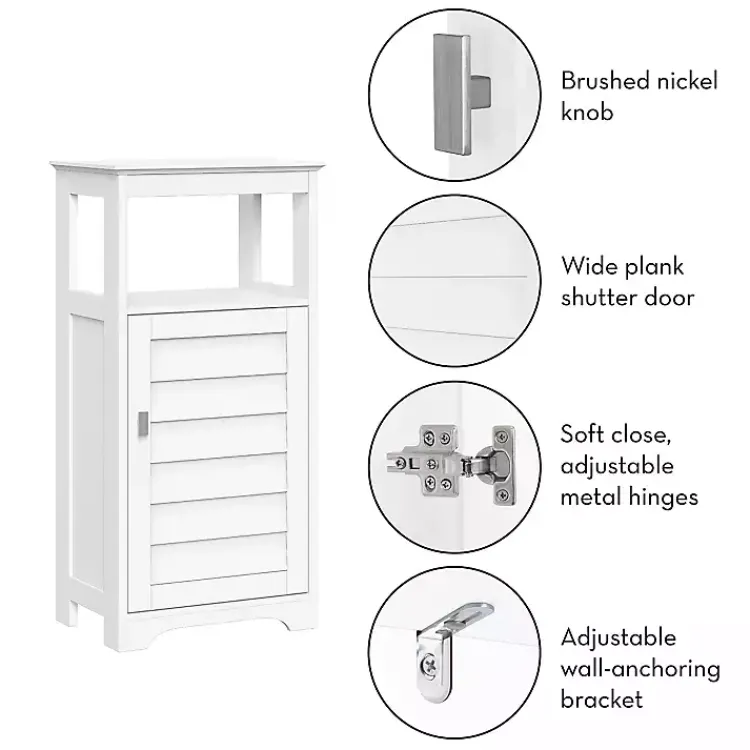 Bathroom Furniture-Kirklands Home Shutter Single Door Storage Cabinet White