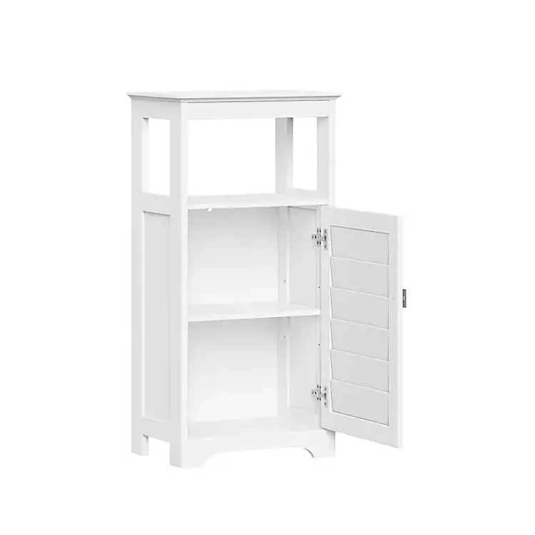 Bathroom Furniture-Kirklands Home Shutter Single Door Storage Cabinet White