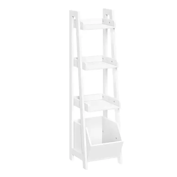 Bathroom Furniture-Kirklands Home 4-Tier Small Ladder Shelf White