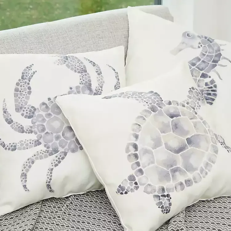 Outdoor Cushions & Pillows-Kirklands Home Blue Turtle Outdoor Pillow