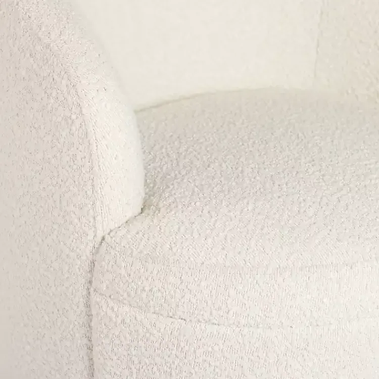 Accent Chairs-Kirklands Home Small Round Cream Boucle Swivel Accent Chair White