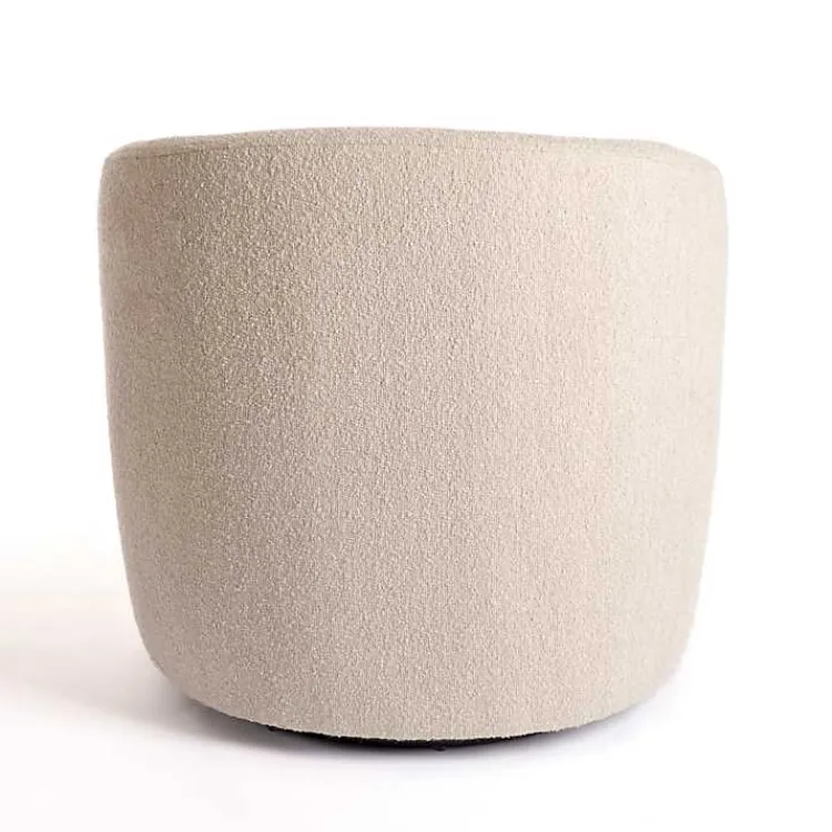 Accent Chairs-Kirklands Home Small Round Sand Boucle Swivel Accent Chair Tan
