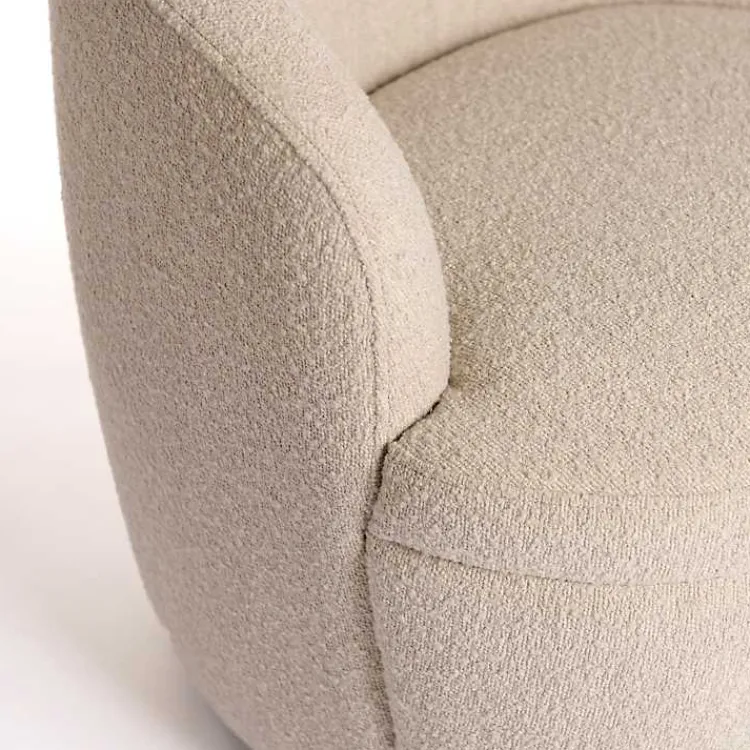 Accent Chairs-Kirklands Home Small Round Sand Boucle Swivel Accent Chair Tan