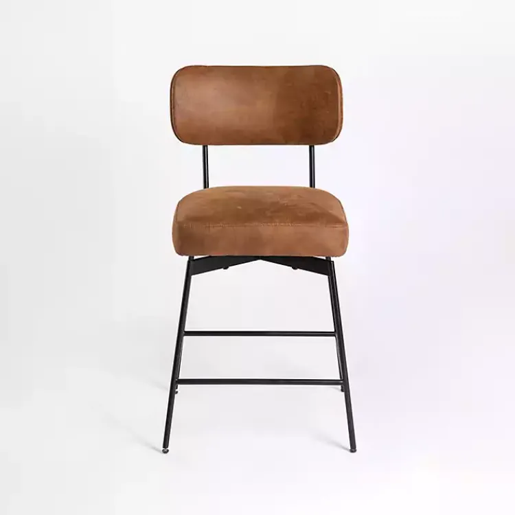 Bar Stools & Counter Height Stools-Kirklands Home Wyatt Faux Leather Swivel Counter Stool Brown