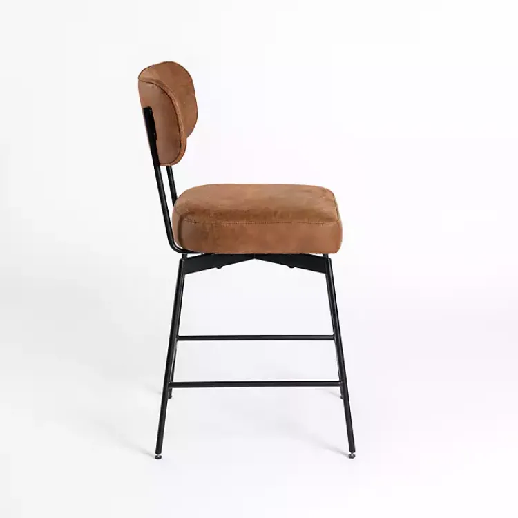 Bar Stools & Counter Height Stools-Kirklands Home Wyatt Faux Leather Swivel Counter Stool Brown
