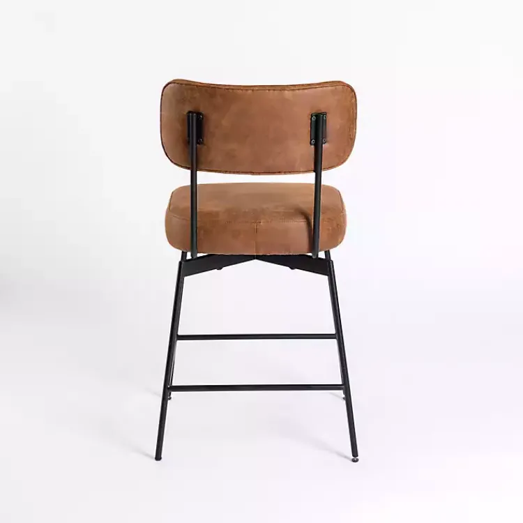 Bar Stools & Counter Height Stools-Kirklands Home Wyatt Faux Leather Swivel Counter Stool Brown