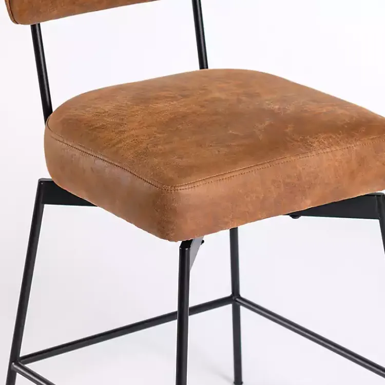 Bar Stools & Counter Height Stools-Kirklands Home Wyatt Faux Leather Swivel Counter Stool Brown